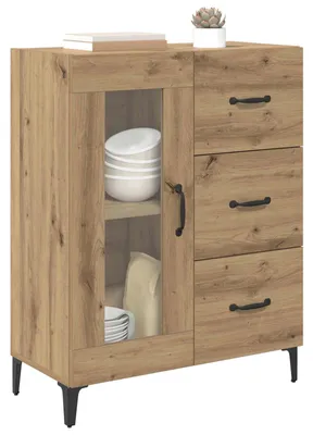 Zdjęcie produktu dla vidaXL Kredens dębowy Artisan 69,5 x 34 x 90 cm drewno kompozytowe i żelazo