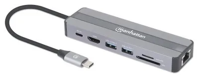 Produktbild von MANHATTAN 7-in-1 Dockingstation HDMI RJ45 2xUSB-A SD/MicroSD