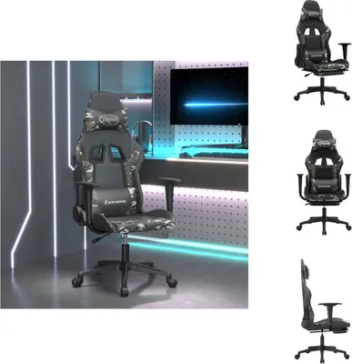 Produktbild von vidaXL Gaming-Stuhl mit Fußstütze Schwarz und Tarnfarben Kunstleder -  Gaming-Sessel