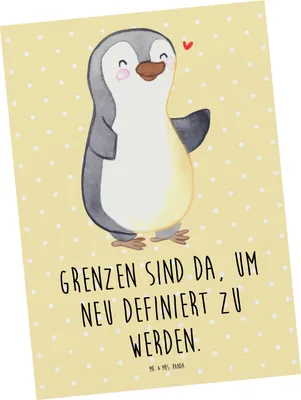 Produktbild von Mr. & Mrs. Panda Postkarte Pinguin Amputation - Gelb Pastell - Geschenk, Ansichtskarten, bildkarte, Grußkarte, Postkarten, Armamputation, Ansichtskarte