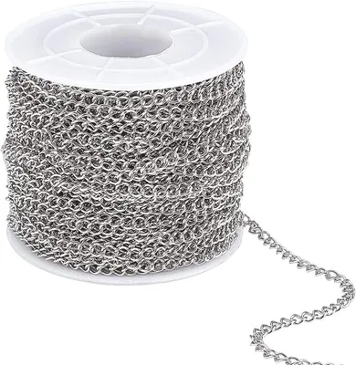 Productafbeelding van Elite ongeveer 25 m - Rol 4 mm roestvrij staal gesoldeerde stoepkettingen Gedraaide kettingen met spoel voor het maken van sieraden