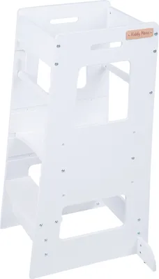 Produktbild von KiddyMoon Lernturm montessori Höhenverstellbar für Kinder - Tritthocker Kitchen helper Kindertritt Lernturm kinder küche Mit rausfallschutz - Weiß