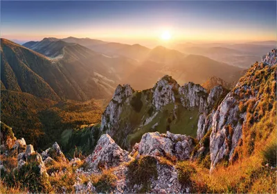 Produktbild von Wallario Poster - Berglandschaft mit Sonnenuntergang in der Slowakei, Kunstdruck Größe: 70 x 100 cm