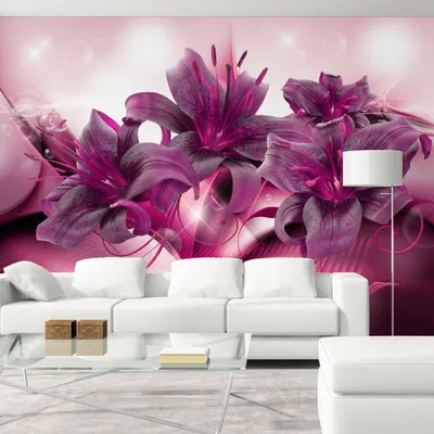Produktbild von Fototapete selbstklebend Blumen Lilien 392x280 cm Tapete Wandtapete Wandbilder Klebefolie Dekofolie Tapetenfolie Wand Dekoration Wohnzimmer - Abstrakt Design b-A-0268-a-d