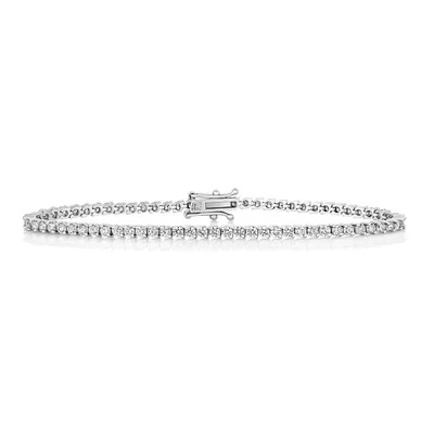 Produktbild von Elegantes 18 Karat (750) Weißgold Damen - Diamant Tennis Armband Brillant-Schliff 3.37 Karat FG - SI1 - 18cm, 8 Gramm; TRS2521