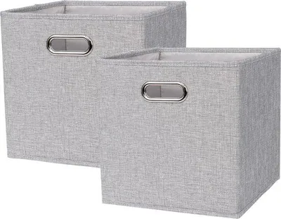 Immagine prodotto di Scatola portaoggetti in tessuto grigio argento 30x30x30 cm