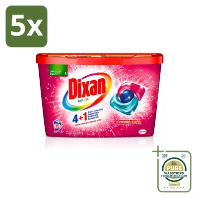 Produktbild von 5 x  Dixan 4-in-1 Power-Caps Color Wasmittel-Caps für Bunte Wäsche - Vorratspackung - 5 Stücke