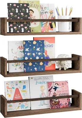 Image de Lot Azomor de 3 étagères murales en bois pour chambres d'enfants et autres pièces