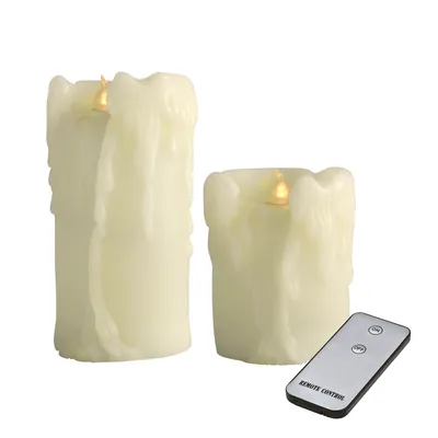 Produktbild von X4-LIFE LED Echtwachskerzen mit Wachstropfen 2er Set inkl. Fernbedienung