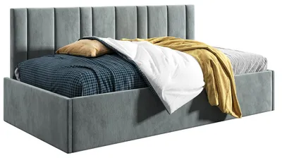 Produktbild von Belvedo Jugendbett Polsterbett 80x200 cm - Dunkelgrau - Holzbett mit Lattenrost - Stoff Riviera 96 - Comfort Prato