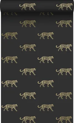 Zdjęcie produktu dla Origin Wallcoverings Tapeta pantery czarnymIzłotym 53 cm x 10.05 m