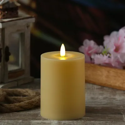 Produktbild von LED Kerze outdoor - Kunststoff - 3D Flamme - H: 12,5cm - D: 7,5cm - Timer - für Innen/Außen - creme