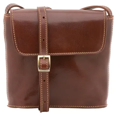 Image de Sac bandoulière pour homme en cuir de vachette véritable, avec fermeture magnétique. Fabriqué à la main en Italie