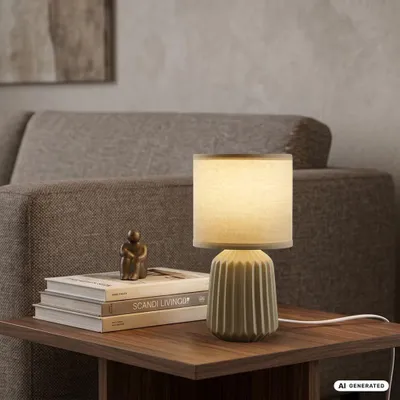 Image de Briloner Lampe de chevet pied en céramique Ø13x27 cm douille E14 max. 25W interrupteur filaire vert - Lampe de table salon chambre couloir
