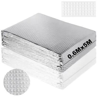 Productafbeelding van Isolatiefolie voor radiatoren, 3 mm dik, 5 m x 60 cm, aluminium luchtbelisolatiefolie voor warmte-isolatie