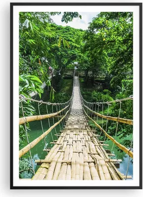 Produktbild von Gerahmtes Poster - Schwarzer Rahmen - Gehweg Baum Holz Steg - 70x100 cm - Wand Bild - Wanddeko - Wandbilder - Wandposter - Bilderrahmen - Bilder - Kunstdruck - Wandbild - P2BPA70x100-3185