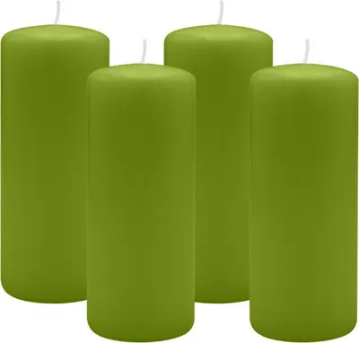 Produktbild von 4er Set Adventskranzkerzen Limonegrün Ø 60 x 120 mm