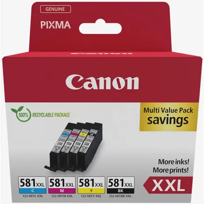 Produktbild von Canon CLI-581XXL BK/C/M/Y Multipack, Schwarz, Cyan, Magenta, Gelb, 4 Stück(e), Multipack
