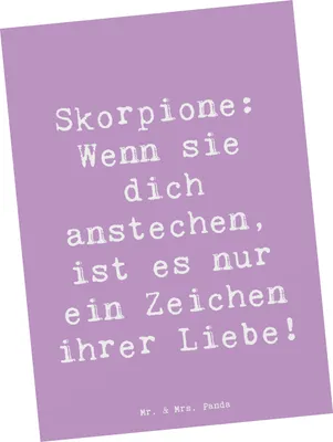 Produktbild von Mr. & Mrs. Panda Postkarte Spruch Skorpion Liebe - Lavendeltraum - Geschenk, Geschenke Sternzeichen, Grußkarte, Tierkreiszeichen, Ansichtskarte, Astrologie, Postkarten