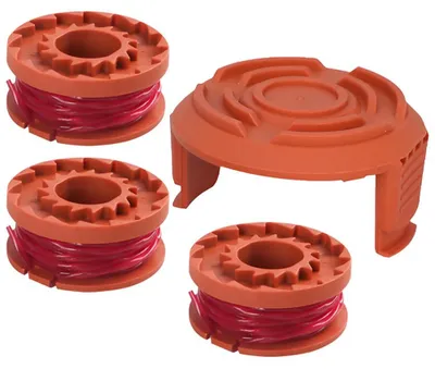 Produktbild von 3 Spulen + 1 Spulenkappe, Ø 1,65 mm, 3 Meter, Ersatzspule für Rasentrimmer