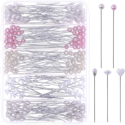 Produktbild von 240 Pcs Blumenstecker, 5 Stile, fuer Schmuckherstellung, Farbe: Weiss, Rosa, Kristall, Herzform