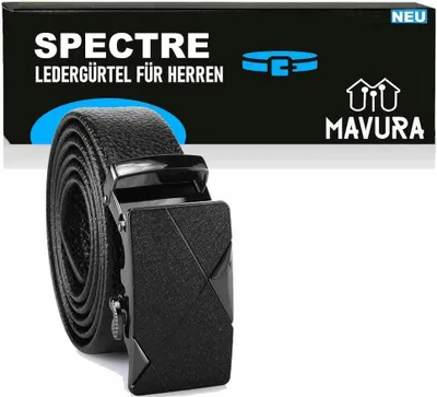 Produktbild von SPECTRE Gürtel Automatik Schnalle Schwarz Leder Herrengürtel Elegant Hosen Jeans Anzug