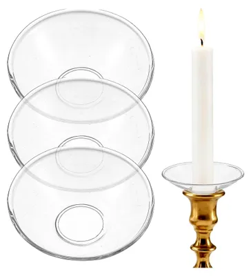Produktbild von 3 Stück Tropfenfänger für Kerzen - Glas Kerzenhalter mit dekorativem Tropfschutz