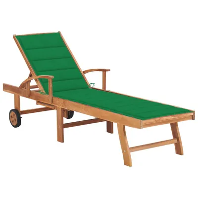 Produktbild von vidaXL Sonnenliege mit Auflage Grün Massivholz Teak