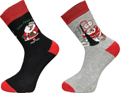 Produktbild von Weihnachtssocken Herren 2er Set , Farbe:Grau, Größe Socken & Strumpfhosen Erwachsene:43-46