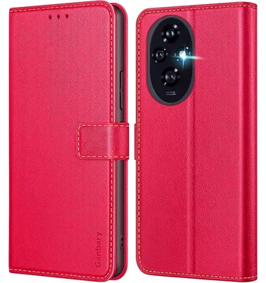 Productafbeelding van Telefoonkoffer van kunstleer, klaphoes voor Honor 200, kleur rood, met kaartsleuf en standfunctie