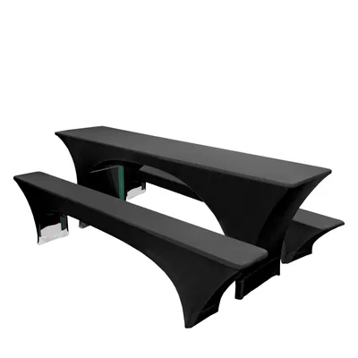 Produktbild von Texmaxx Hussen Bierzeltgarnitur Stretchhussen - 50 cm x 220 cm in schwarz - 3 teilig - 1 Biertischhusse 50x220 cm + 2 Bierbankhussen