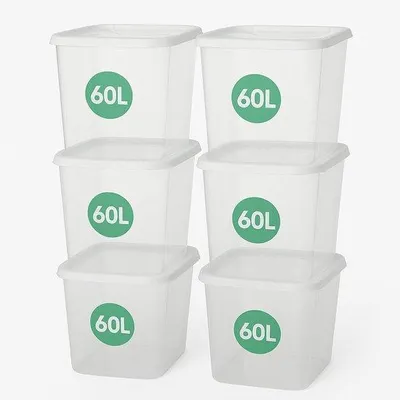 Produktbild von Azomor® transparente stapelbare Aufbewahrungsboxen mit 60 Litern für Lebensmittel und mehr