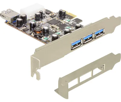 Produktbild von Delock PCI Express Card > 3 x extern + 1 x intern USB 3.0 - USB-Adapter - PCIe Low-Profile - USB, USB 2.0, USB 3.0 - 4 Anschlüsse