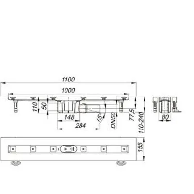 Produktbild von Dallmer Duschrinne CeraLine F 1000mm DN50