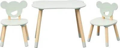 Obrázok produktu pre Rebecca Mobili stôl a 2 stoličky pre deti Aniba 44x60x56 MDF borovica aqua zeleno hnedá SET 3 ks