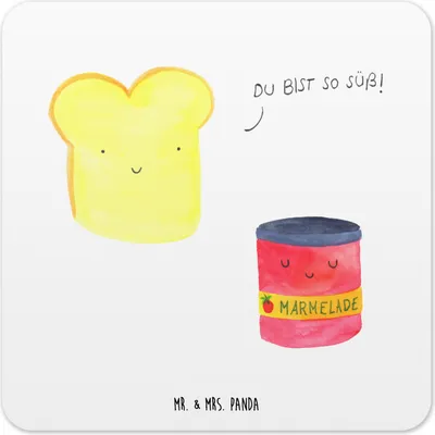Produktbild von Mr. & Mrs. Panda Untersetzer Eckig Toast Marmelade 15er Set - Weiß - Geschenk, Tischuntersetzer, Getränkeuntersetzer, Süß, für Gläser, Toastbrot, Küche Deko, Brot