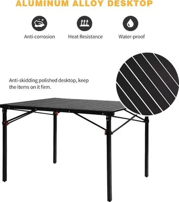 Produktbild von Aluminium Campingtafel für 4-6 Personen, belastbar bis 80 kg, 107 × 70 × 70 cm