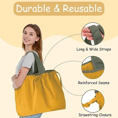 Obrázek produktu pro Velký nákupní sáček – přenosný – recyklovatelný – pro nakupování – vysoká nosnost – 52 x 42 cm – černý
