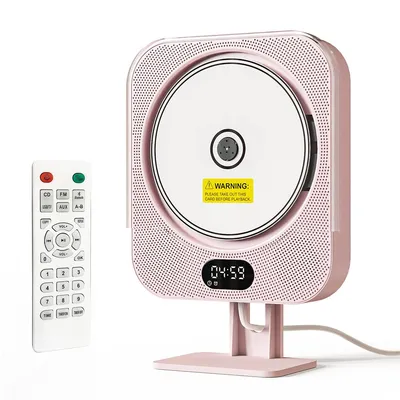 Produktbild von Pink Tragbarer Bluetooth CD-Player für Wandmontage oder Schreibtisch, Niedliches Design für Musikliebhaber zu Hause