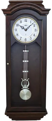 Produktbild von PRIM Radio Melody III Funkwanduhr Holz mit Pendel Dunkelbraun 28 x 78,5 cm