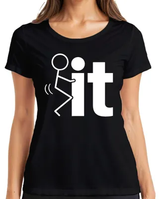 Produktbild von Fuck It Strichmännchen frech lustig Büro Geschenk Damen T-Shirt Bürohumor Sarkastisch, Schwarz, M