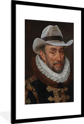 Produktbild von MuchoWow® MuchoWow® Gerahmtes Poster Wilhelm von Oranien - Adriaen Thomasz - Hut 60x90 cm - Poster mit zchwarzem Bilderrahmen - Dekoration - Wandposter Wohnzimmer - Hochwertig