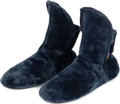 Produktbild von RAIKOU Klassische Hausschuhe für Damen, Herren aus Micro Flausch mit ABS und Rutschfester Sohle, Super Flauschige Hüttenschuhe in schönen Farben Nachtblau-34/37