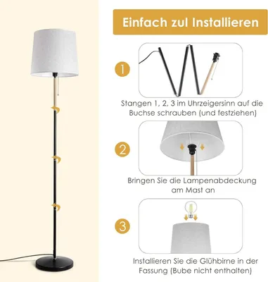 Obrázok produktu pre Stojacia lampa - LED 9 W - Žiarovka E27 v balení - Diaľkové ovládanie - Stmievateľná - Nastaviteľná teplota farieb - 220 V - Sivá