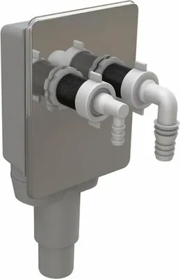 Produktbild von Unterputz-Siphon für Waschmaschine und Trockner, DN40/50mm, polierter Edelstahl