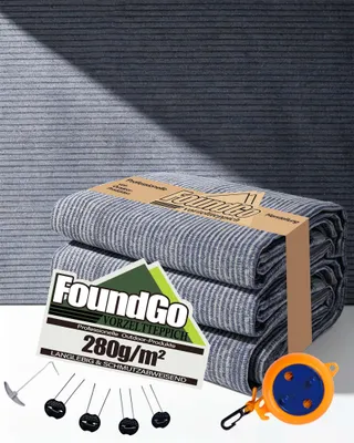 Immagine prodotto di Tappeto per tenda da campeggio, dimensioni 200x300 cm, 280 g/m², in HDPE, con occhielli, colore blu e grigio, ideale per il campeggio
