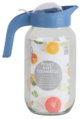 Image de DOCHTMANN Carafe en verre avec couvercle, 1,5 litre, couleurs assorties