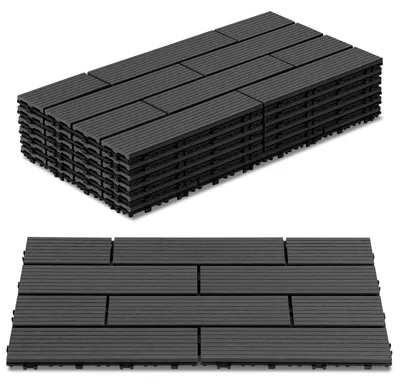 Produktbild von Vigevee WPC Terrassenfliesen 30x60 cm Anthrazit 60 Stück 10 m² Klickfliesen Garten Balkon