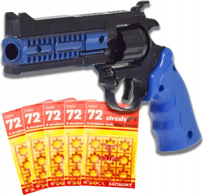 Produktbild von Spielzeugpistole - Metallischer Kinderrevolver mit Zündhütchen, inkl. 5x72 Schuss - 3 Farben wählbar: Blau, Lila, Rot - Für den angenehmen Spielspaß von 3 Jahren an