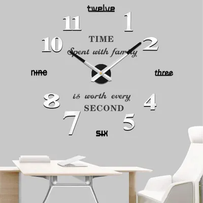 Image de Elzusha - Grande horloge murale à faire soi-même, noire et dorée - Design moderne - 71 cm